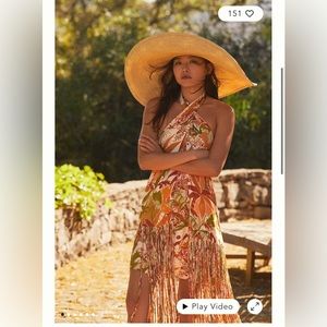 Farm Rio Fringe Halter Dress